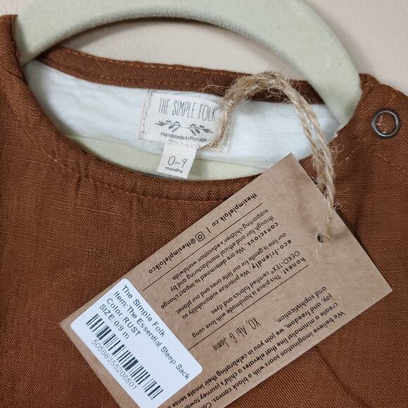 The Simple Folk The Essential Sleep Sack Linen/Wool in Rust Size 0-9 Months - Picture 8 of 9